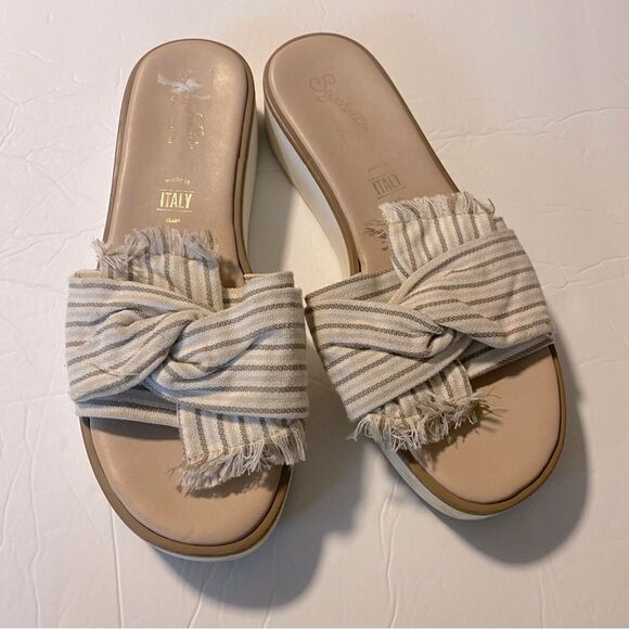 Seychelles Anthropologie Coastal beach Slide platform Italian Sandal Size 7.5 - Picture 2 of 11